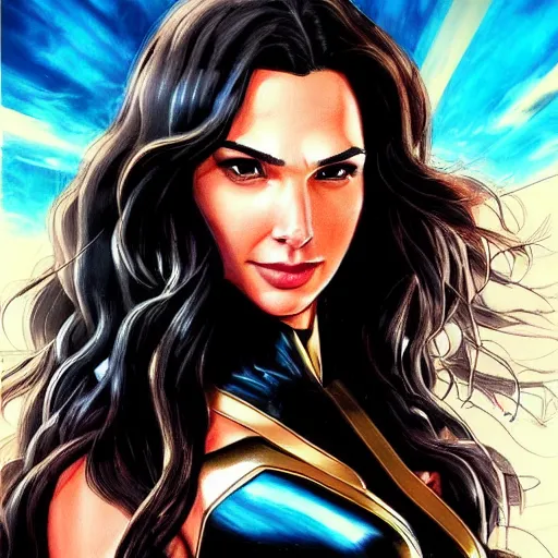 Prompt: a portrait of gal gadot, anime art style, highly detailed, highly realistic, beautiful detailes