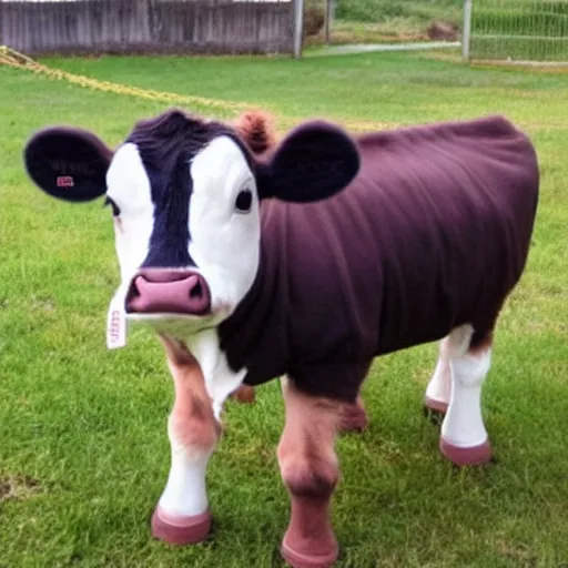 Image similar to cute calf dressed as an inmate