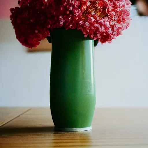 Image similar to far shot photo of a vase on a table, pentax k1000