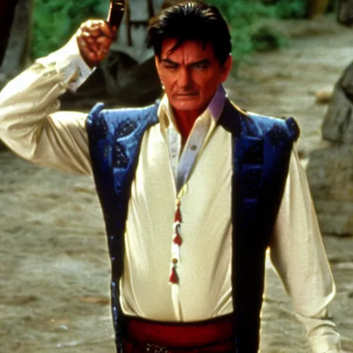 Prompt: charlie sheen in the three amigos