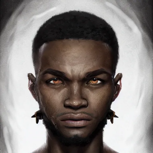 Prompt: portrait of a angry rogue fighter black man. Epic fantasy. beautiful. hyperrealism symetric face cinematic top lighting, insanely detailed and intricate, face by wlop, Charlie Bowater, golden ratio, symmetric, elegant, ornate, luxury, elite, matte painting, cinematic, trending on artstation, deviantart and cgsociety, 8k, high resolution