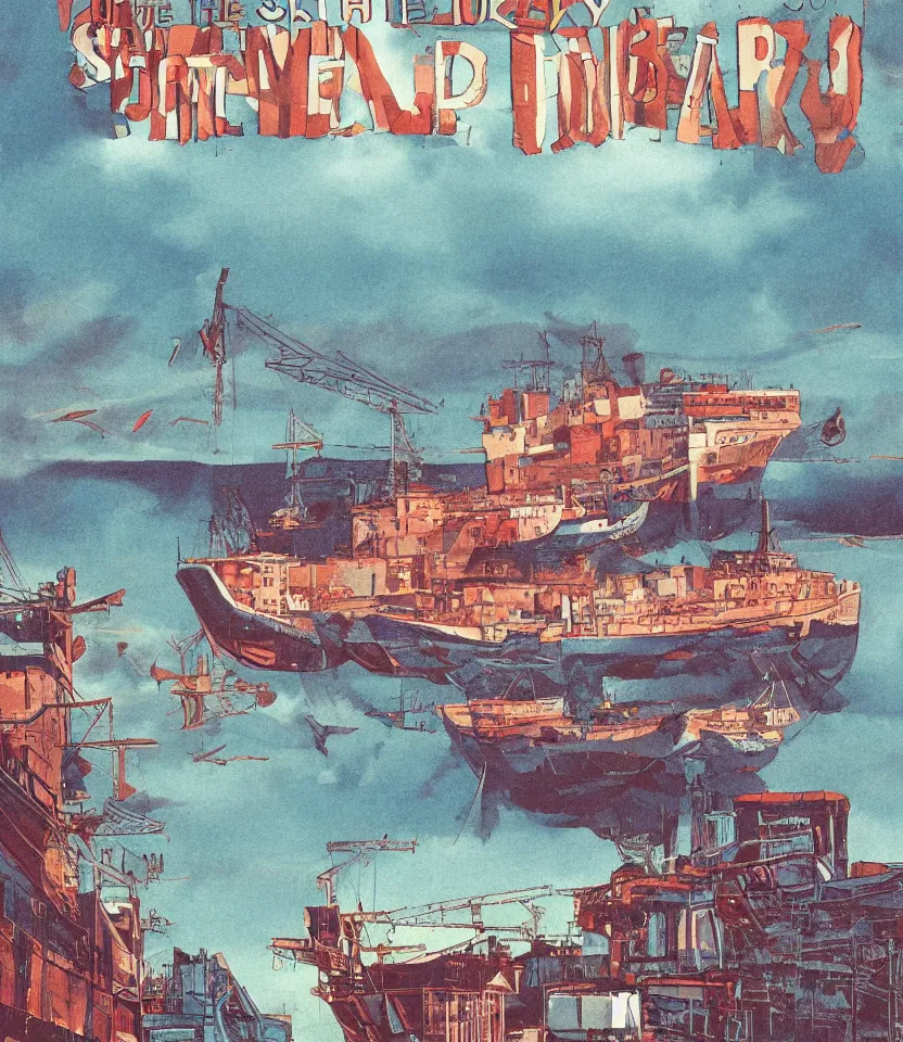 Image similar to The sky above the port was the colour of television, tuned to a dead channel, book cover illustration, highly detailed