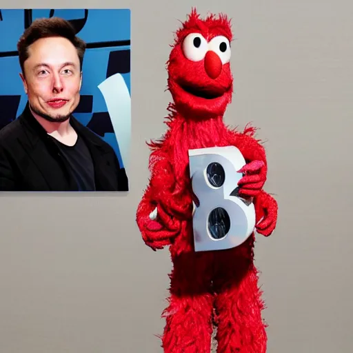 Prompt: photo of Elon Musk as Elmo