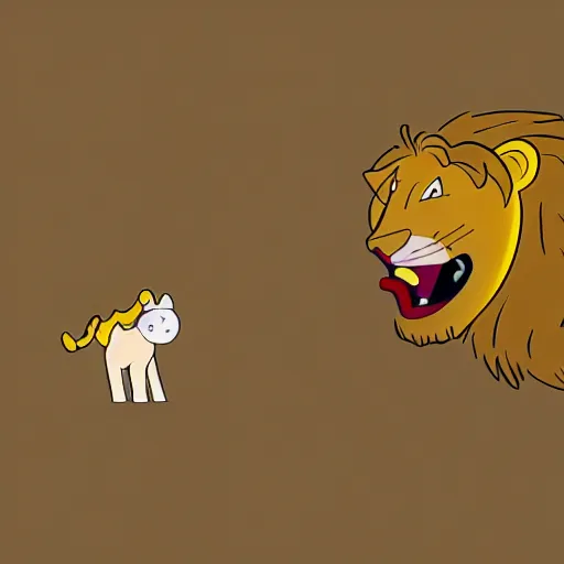 Prompt: A lion drawn, Transform style cartoon Adventure Time, sharp focus