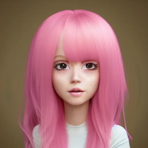 Prompt: A Selfie portrait of Nikki from Shining Nikki and Love, a cute 3d cgi toon young woman with long light pink hair, full bangs, hazel eyes, full face, light makeup, pale skin, Chinese heritage, cute outfit, medium shot, mid-shot, hyperdetailed, 8k, trending on artstation, as a Pixar character