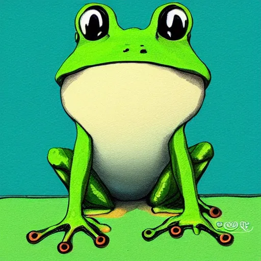 Image similar to cute frog portrait, Ghibli style