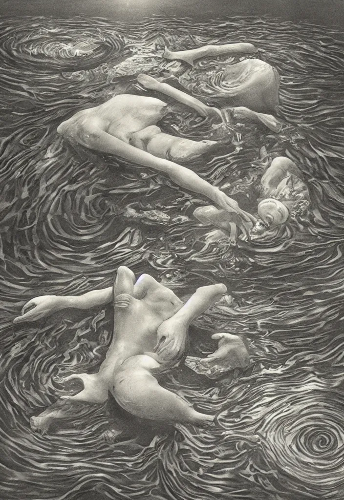 Image similar to highly detailed surrealist art about drowning slowly