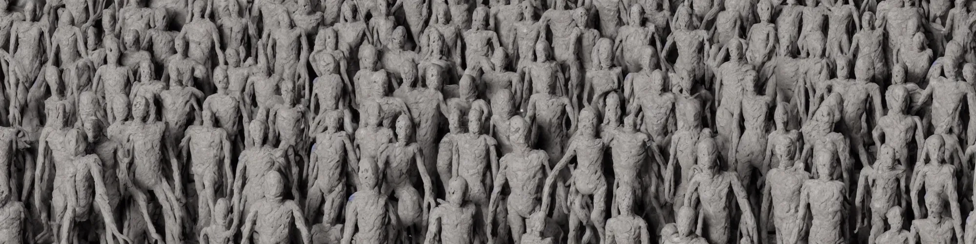 Prompt: hundreds of humans. A sea of humans. interconnected flesh. Melting clay golem humans. Dungeons&Dragons: Lemure. Lemure creature. Demonic scene. Many humans intertwined and woven together. Bodies and forms amesh. Extremely unsettling artwork. Clay sculpture by Alberto Giacometti.