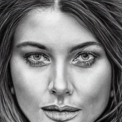 Prompt: a realistic close - up portrait of a celebrity, charcoal drawing, intricate, high definition, 4 k, trending