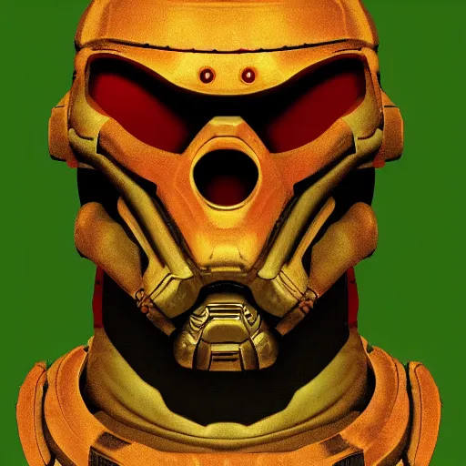 Prompt: portrait of doomguy, highly detailed, render, centered, digital painting