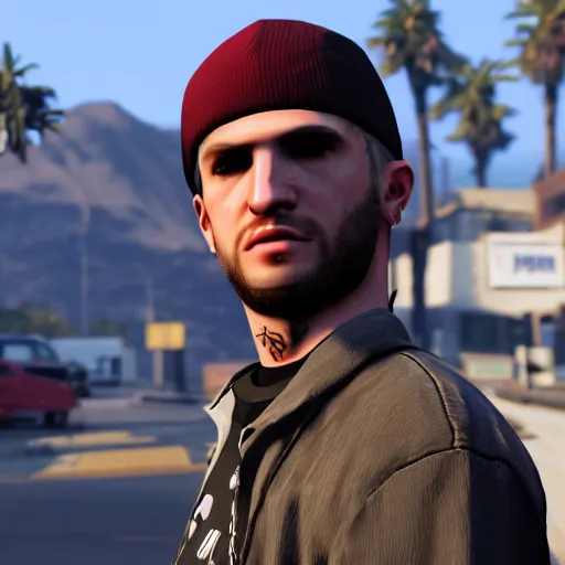 Image similar to lil peep in grand theft auto 5, hd screenshot