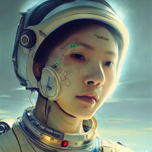 Image similar to asia woman bloodiedface in astronaut gear, ultra realistic, concept art, intricate details, eerie, horror, highly detailed, photorealistic, octane render, 8 k, unreal engine. art by artgerm and greg rutkowski and alphonse mucha