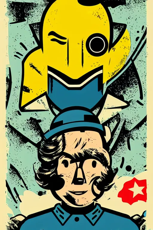 Image similar to fallout 7 6 retro futurist illustration art by butcher billy, sticker, colorful, illustration, highly detailed, simple, smooth and clean vector curves, no jagged lines, vector art, smooth andy warhol style