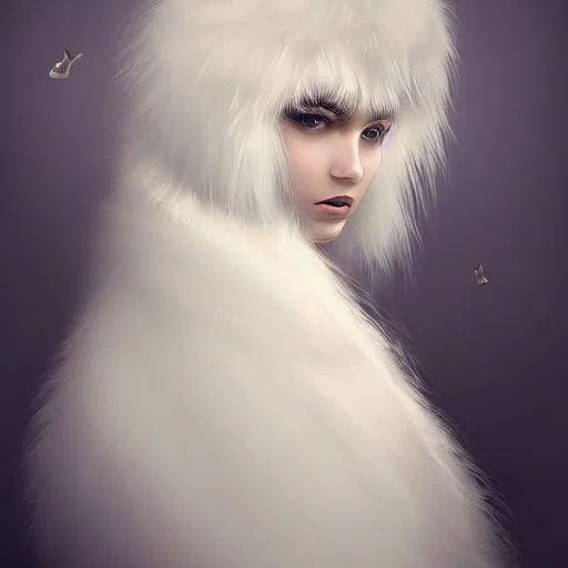 Image similar to beautiful portrait of a white fluffy moth wanderer in a cloak, detailed, high-quality digital art trending on Artstation