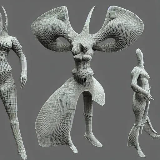 Image similar to videogame model 3 d scifi alien fantasy mystical esoteric creature