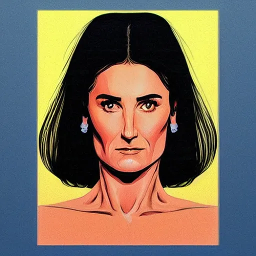 Image similar to “ demi moore retro minimalist portrait by jean giraud, moebius starwatcher comic, sharp, smooth face, 8 k ”