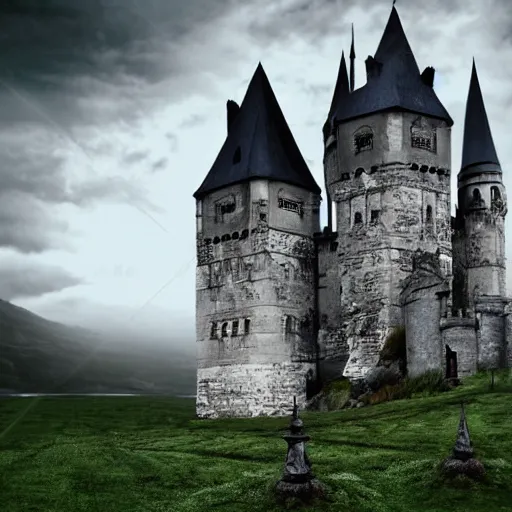 Image similar to scary gothic castle landscape