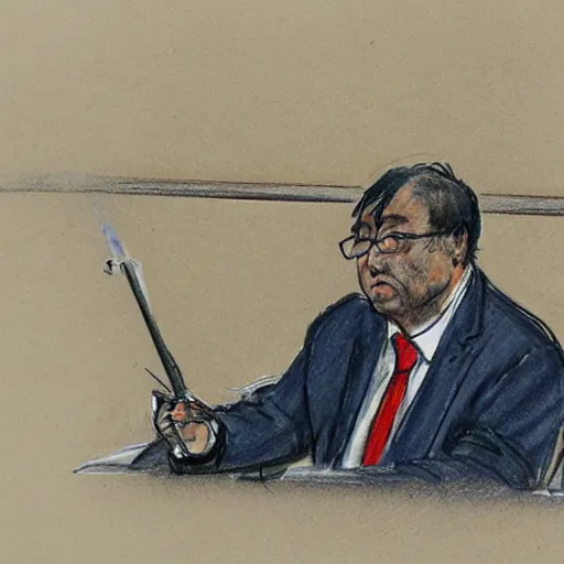 Image similar to bong testifying in court, courtroom sketch