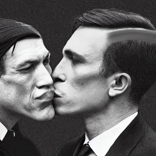 Image similar to benjamin netanyahu kissing tommy shelby, photorealistic, detailed