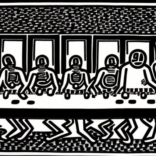 Image similar to The last supper, by Keith Haring