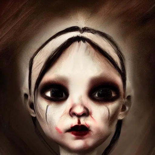 Image similar to very creepy deformed doll portrait of layers of fear sharp focus highly detailed