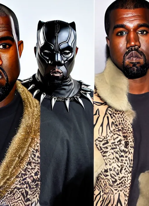 Image similar to Kanye West as the Black Panther