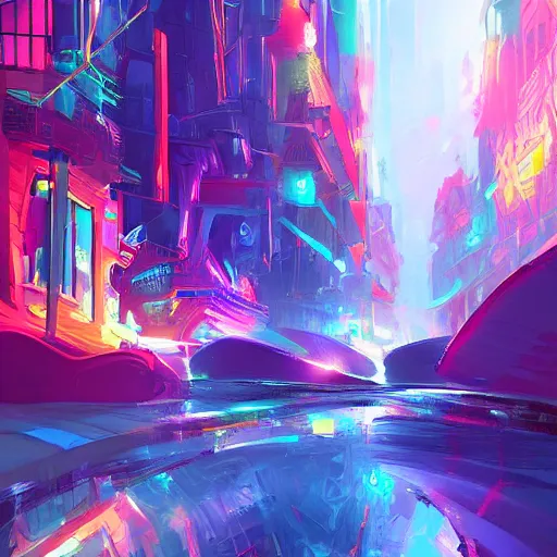 Image similar to a beautiful colorful future city, digital art, artstation