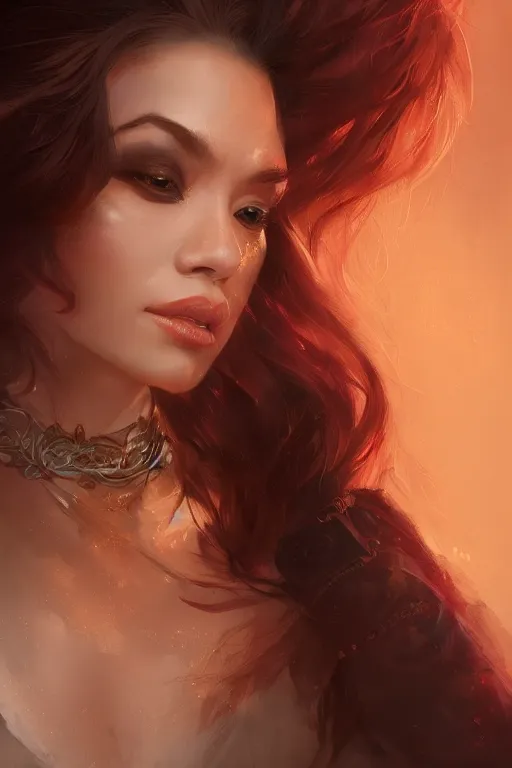 Image similar to a detailed portrait of a beautiful woman with ( red panda ) features, in professional makeup, dramatic lighting, by artgerm, ross tran, greg rutkowski, 4 k, trending on artstation