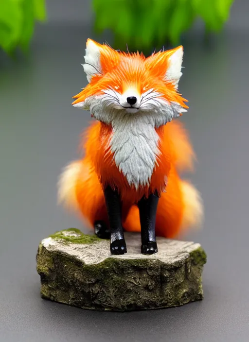 Image similar to 80mm resin detailed miniature of fluffy fox, Product Introduction Photos, 4K, Full body