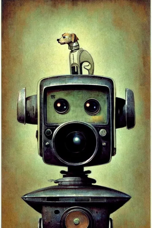Image similar to (((((1950s robot tv dog . muted colors.))))) by Jean-Baptiste Monge !!!!!!!!!!!!!!!!!!!!!!!!!!!!!!