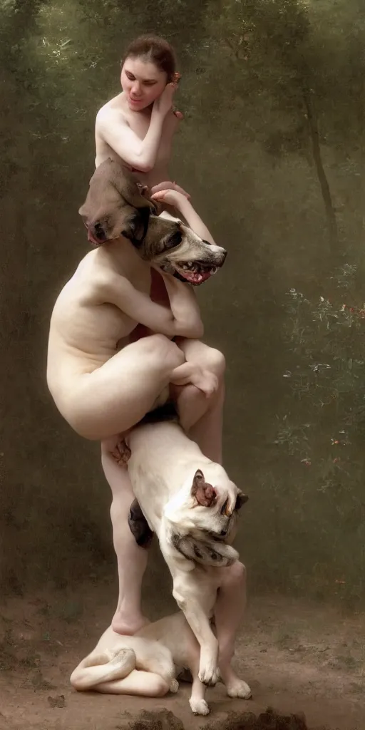 Image similar to funny stupid dog tries to bite its own tail. regal, realistic, refined, detailed digital art, oil painting, william - adolphe bouguereau, art frahm, esao andrews, highly detailed, cinematic lighting, unreal engine, 8 k, hd extremely detailed. 4 k. award winning. ultra realistic photo.