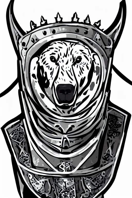 Image similar to Portrait of a polar bear in medieval armor, knight, medieval, sticker, colorful, illustration, highly detailed, simple, smooth and clean vector curves, no jagged lines, vector art, smooth