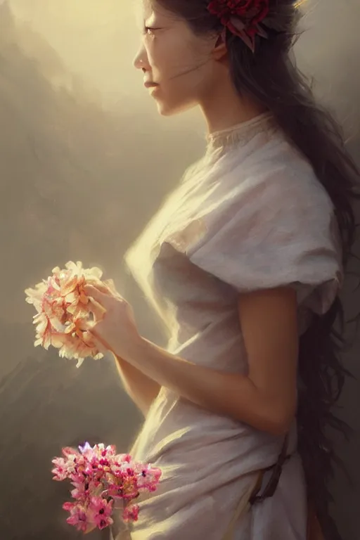 Image similar to ultra realistic illustration, mexican girl with flowers blooming, elegant, highly detailed, digital painting, concept art, smooth, sharp focus, illustration, art by greg rutkowski