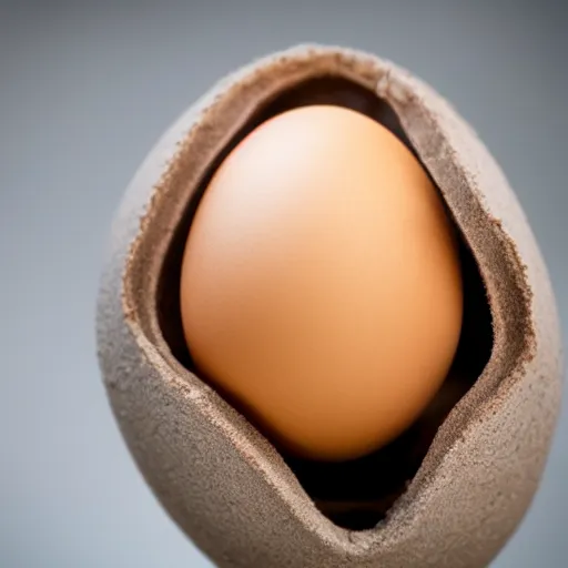 Image similar to egg cracking open with a baby dachshund inside, macrophotography,