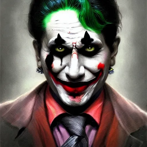 Prompt: indian joker, dark and gloom, extremely detailed oil painting, highly detailed, trending on artstation, concept art, sharp focus, illustration, art by artgerm and greg rutkowski and magali villeneuve