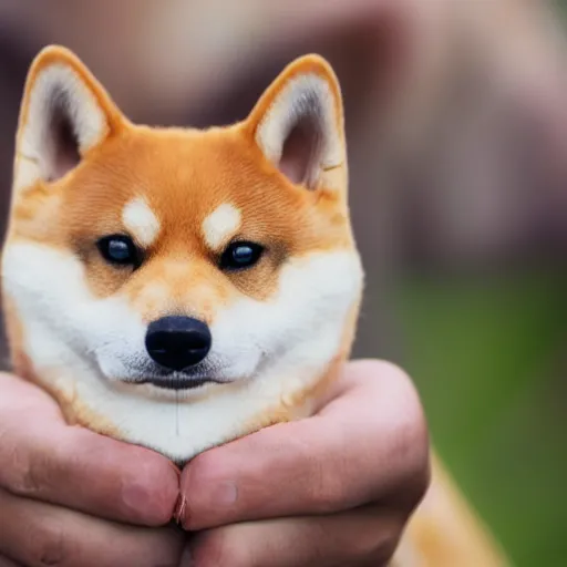 Image similar to close - up portrait of shiba inu holding club in hands, ( eos 5 ds r, iso 1 0 0, f / 8, 1 / 1 2 5, 8 4 mm, postprocessed, sharp )