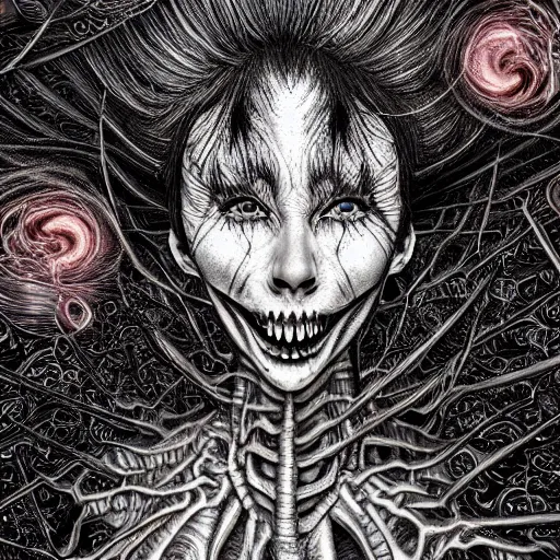 Prompt: scariest horror nightmare by junji ito digital art, deepdream cosmic, 3 d high definition, trending on artstation, photorealistic, high resolution, 8 k, octane, hyper detailed, trending on deviantart insane details, intricate, elite, ornate, elegant trend, highly detailed and intricate, sharp focus, photography, unreal engine