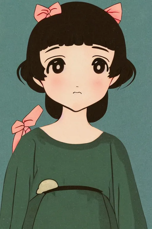 Image similar to portrait of a cute mamoru chiba style illustration of a young girl mamoru chiba style