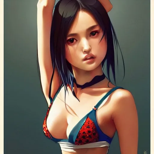 Image similar to a beautiful young japanese natalie portman alluring gravure model, wearing elaborate designer tank top, by akira toriyama and wlop and ilya kuvshinov and artgerm and, aesthetic, gorgeous, stunning, alluring, attractive, artstation, deviantart, pinterest, digital art