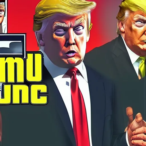 Image similar to Donald Trump in GTA V, Cover art by Stephen Bliss, Boxart, loading screen