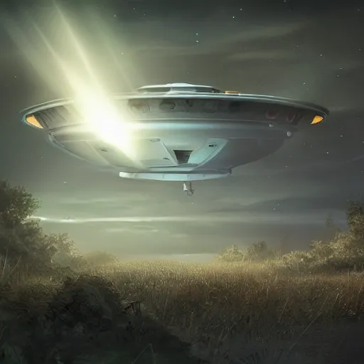 Image similar to found footage of a ufo at night, found footage, dynamic lighting, photorealistic concept art, trending on art station, stunning visuals, creative, cinematic, ultra detailed