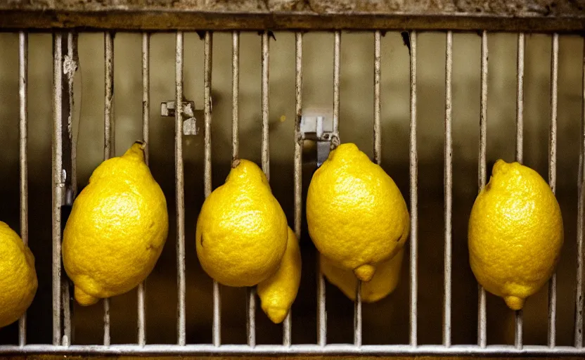 Image similar to lemons in a jail cell, photography