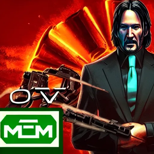 Image similar to john wick in doom eternal