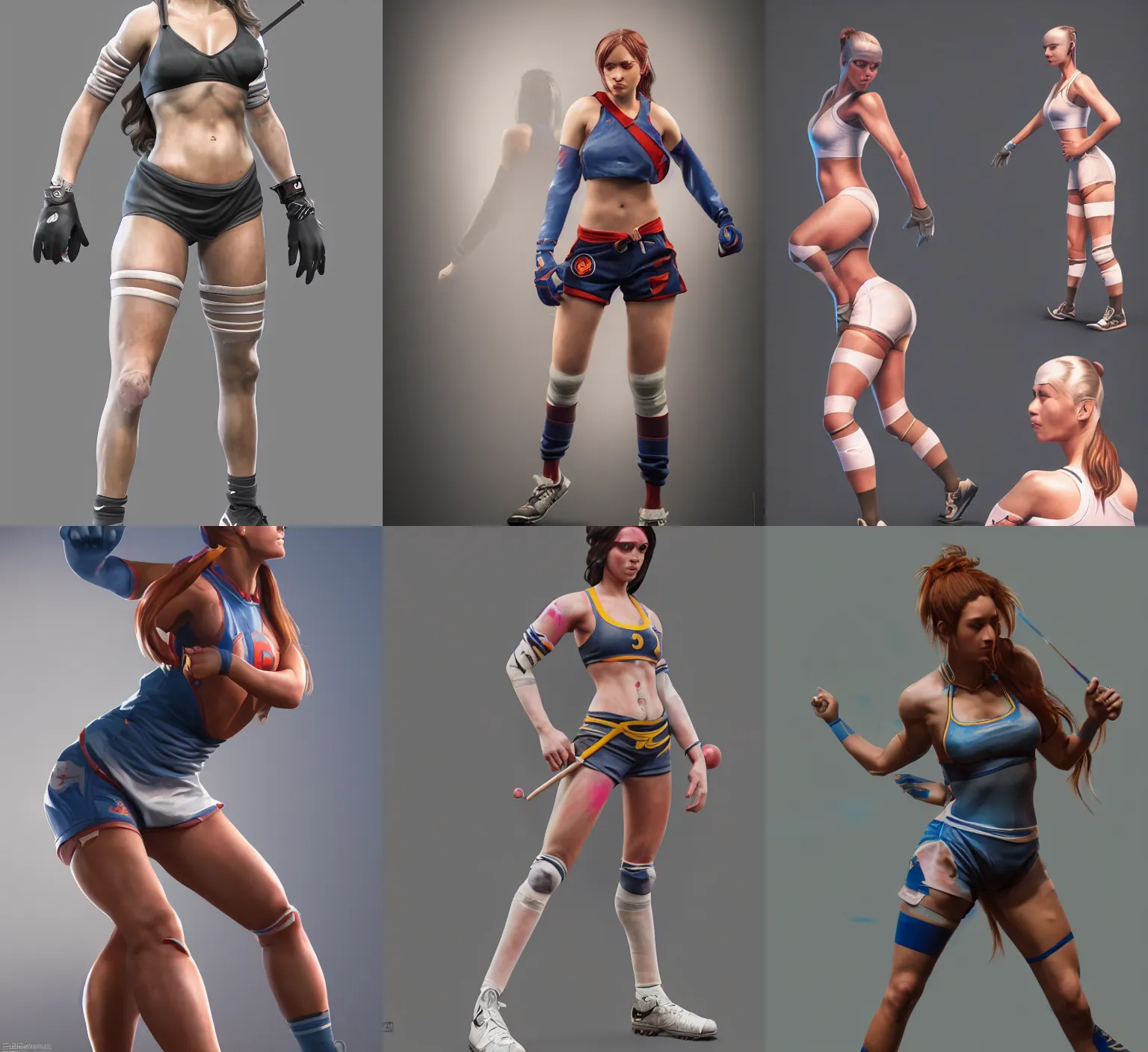 Prompt: Procedurally generated, beautiful badass sports girl character posing for painting, substance designer, PBR, HD, Ultra detailed, hyperrealistic, megascans, volumetric light, concept by master artist