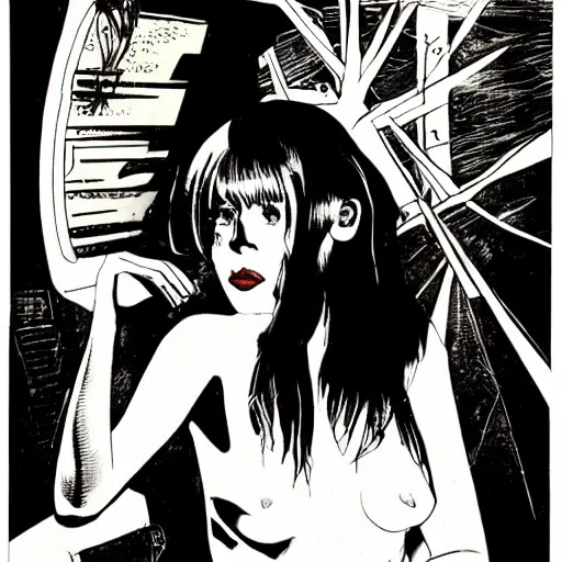 Image similar to jarboe, portrait, by guido crepax