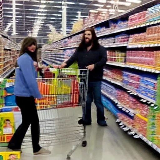 Prompt: jesus at walmart, paparazzi photo