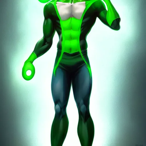 Image similar to a full body character design by artgerm, wlop, ross tran. young danny phantom!! glowing green eyes!! sharp teeth!! face sharp edges. ultra clear detailed. 8 k. ultra detailed, elegant, intricate, octane render.