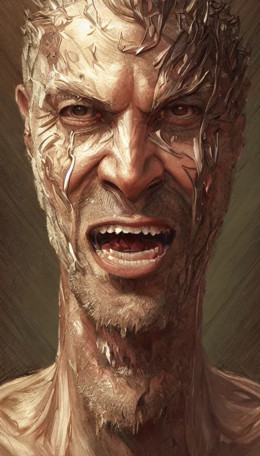 Image similar to ugly smile, rough and ugly male, fame of thrones, lord of daggers, neon, fibonacci, sweat drops, insane, intricate, highly detailed, digital painting, artstation, concept art, smooth, sharp focus, illustration, Unreal Engine 5, 8K, art by artgerm and greg rutkowski and alphonse mucha