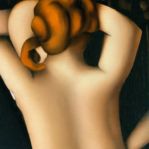 Image similar to Lower back of a beautiful woman, painted by Tamara de Lempicka