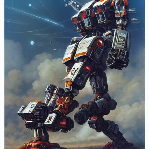 Prompt: combat mecha by gerald brom, chris foss